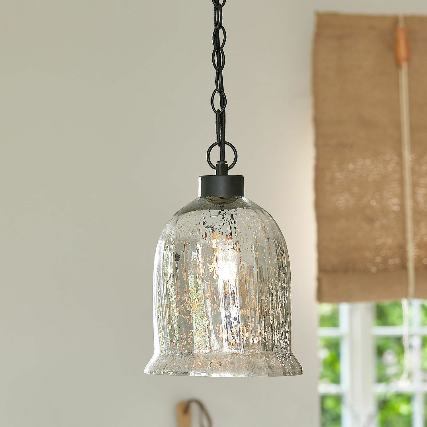 Lámpara colgante Yvron Lámpara colgante de vidrio con cadena negra y acabado envejecido para iluminación interior