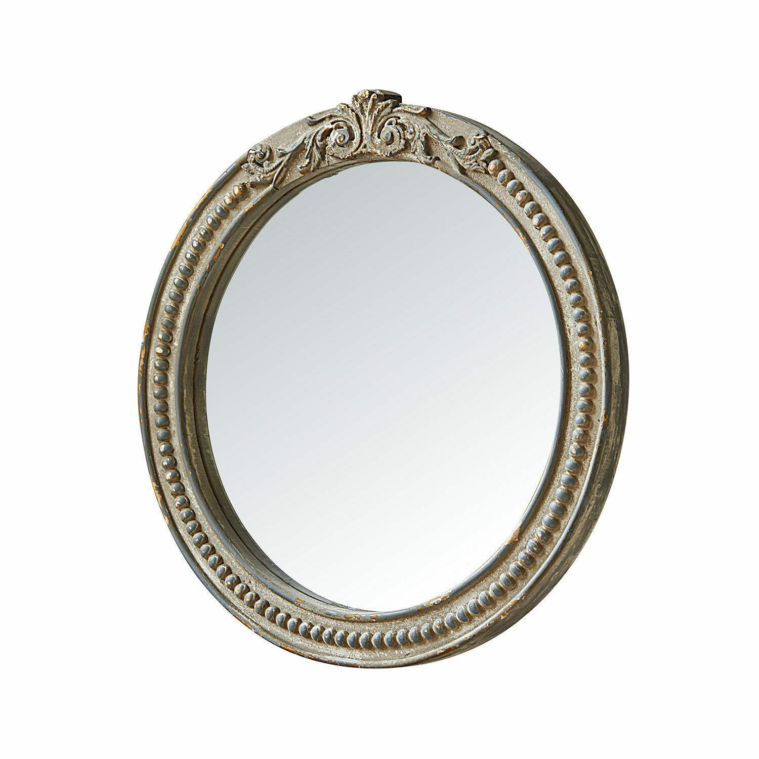 Espejo ovalado con marco de madera gris decorativo para decoración de pared elegante