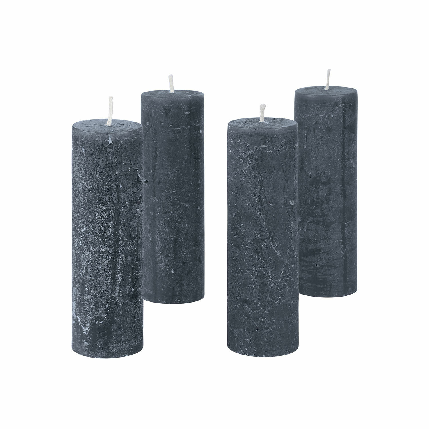 antracita Set de 4 velas Muriel en antracita de cera, decoración para el hogar y ambiente relajante
