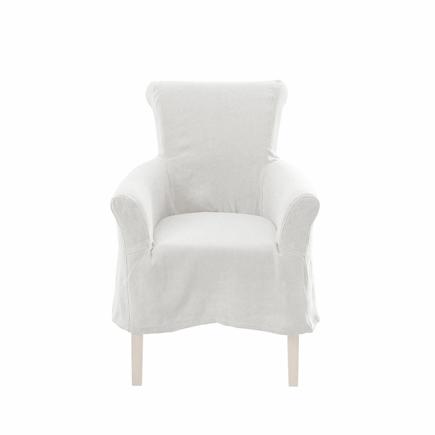 Funda para sillón Valeria de algodón blanco, suave y fácil de limpiar, ideal para el salón