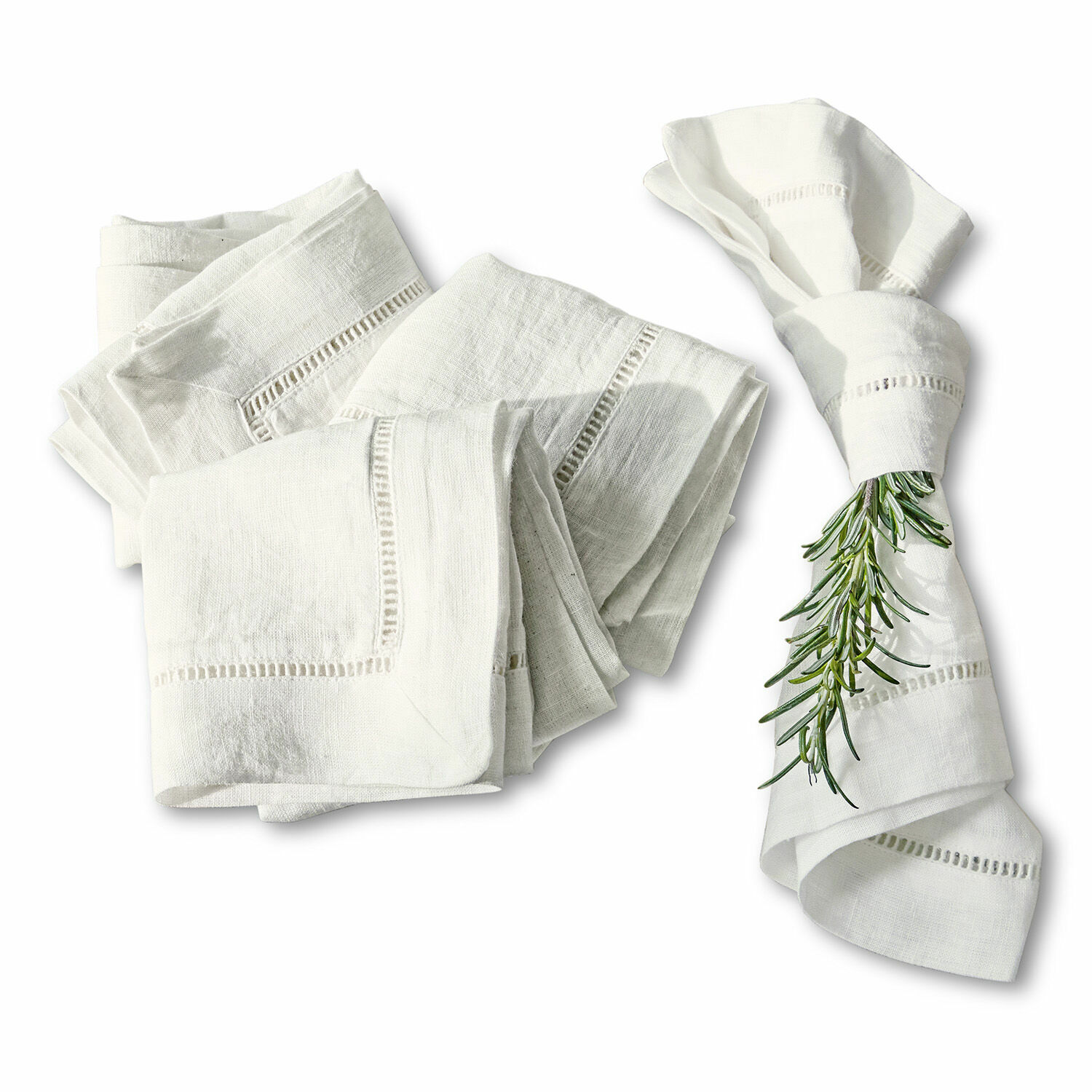 Set de 4 servilletas Covent Garden Servilletas de lino blancas con bordado decorativo, elegante decoración de mesa en material natural