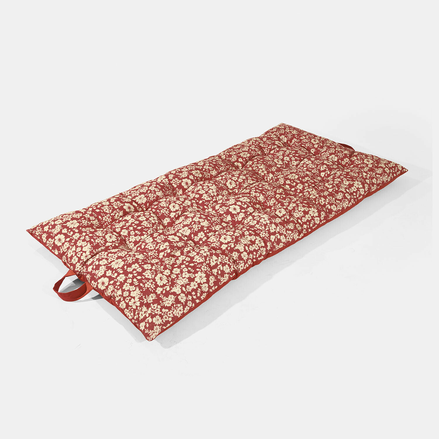 Colchón de juego Frambelle Colchón rojo con estampado floral crema y asa, suave y cómodo para sentarse