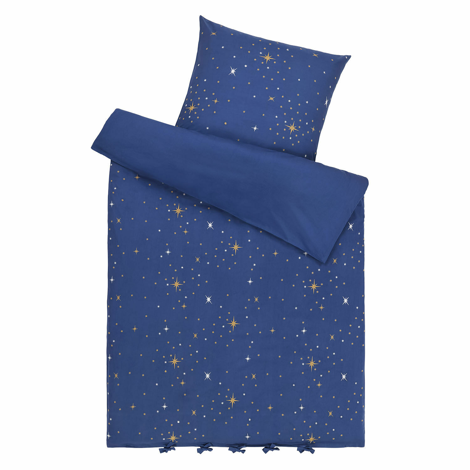 Ropa de cama Starwhisper Ropa de cama de algodón azul marino con estampado de estrellas doradas, suave y decorativa