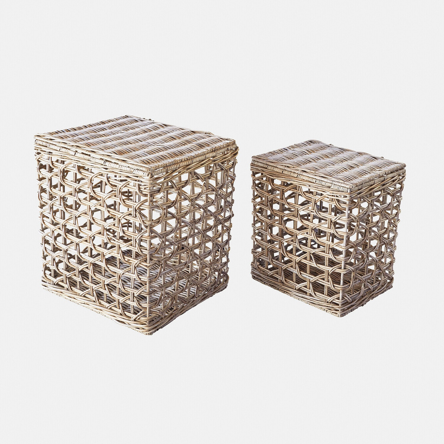Set de 2 cestas Dallowmere Conjunto de dos cestas cuadradas de ratán natural para almacenamiento y decoración