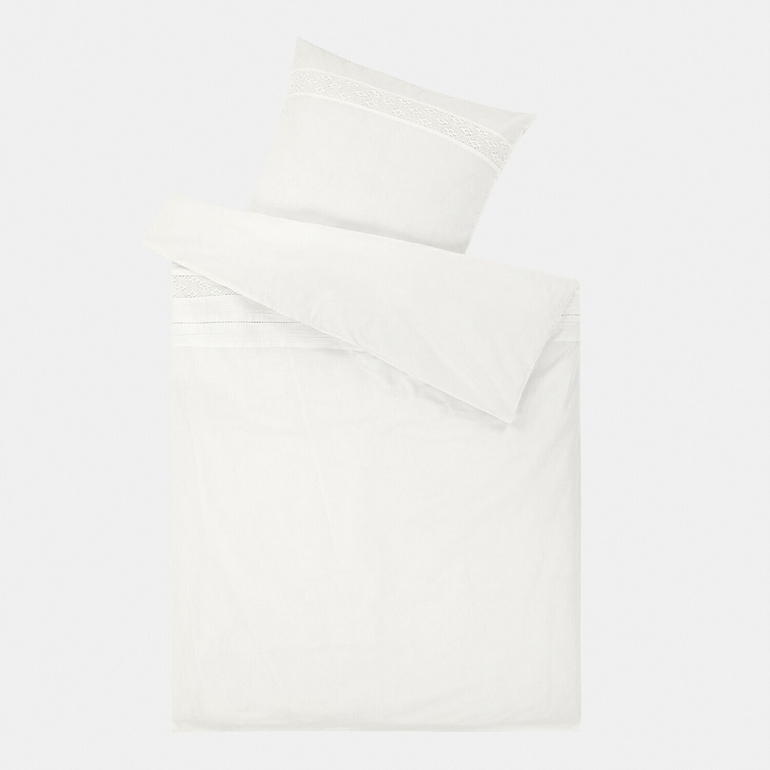 Ropa de cama Isolineas Ropa de cama blanca de algodón suave con encaje delicado, ideal para dormitorio elegante