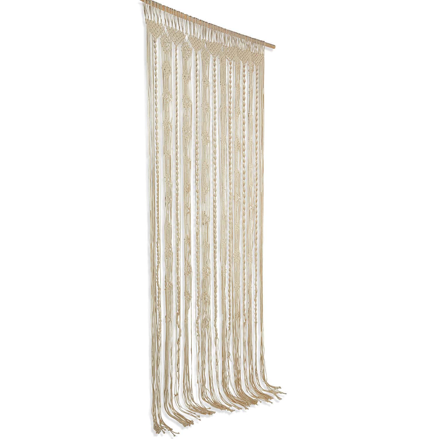Cortina Arjun Decoración de pared macramé de algodón en color natural, ideal para interiores bohemios y ecológicos