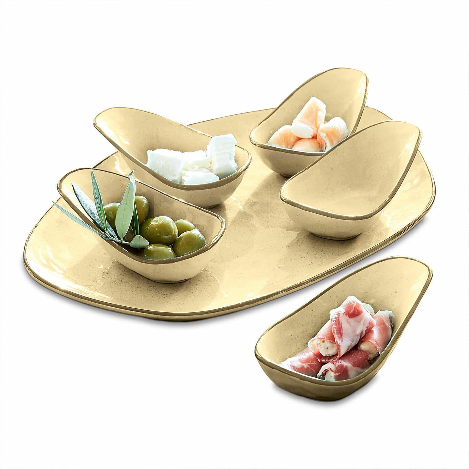 Set de 5 cuencos y plato de servir Biarré