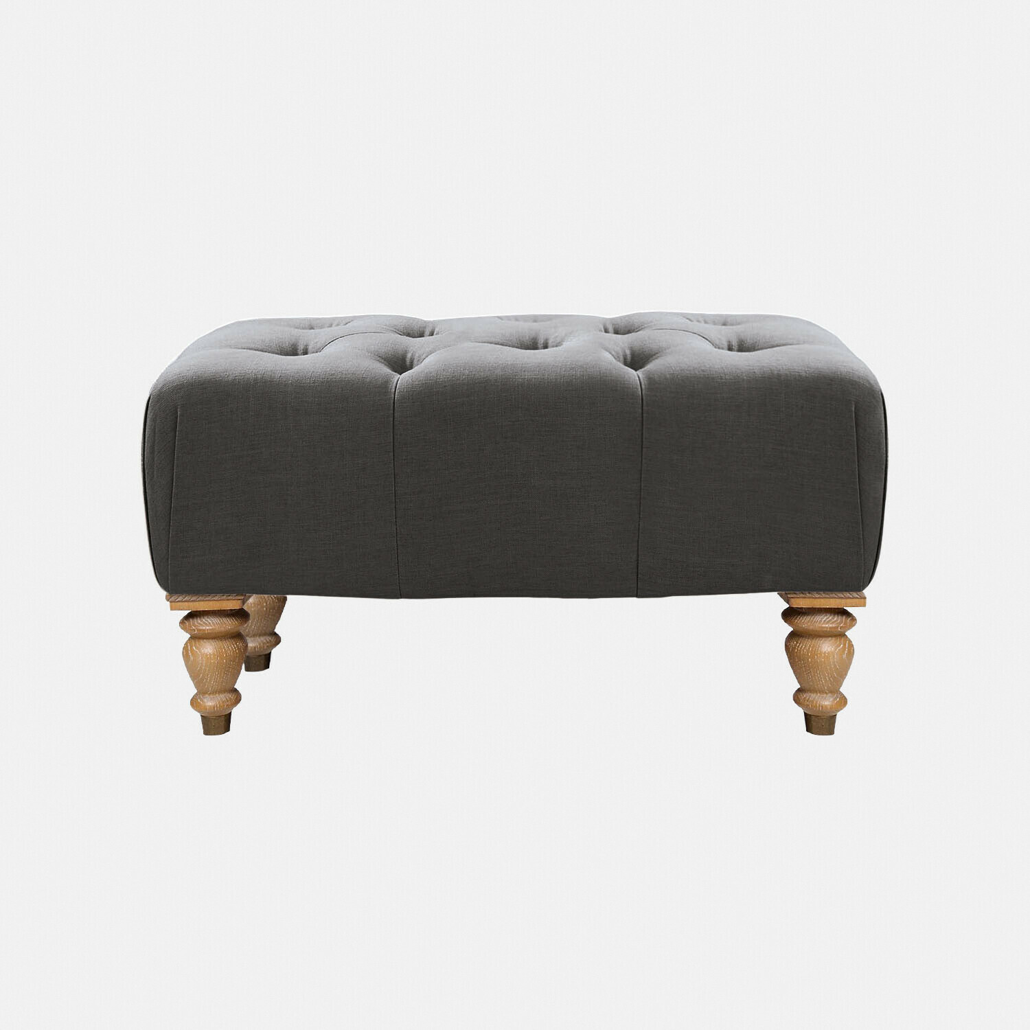 antracita Puf Durance gris de tela con patas de madera, asiento cómodo para salón