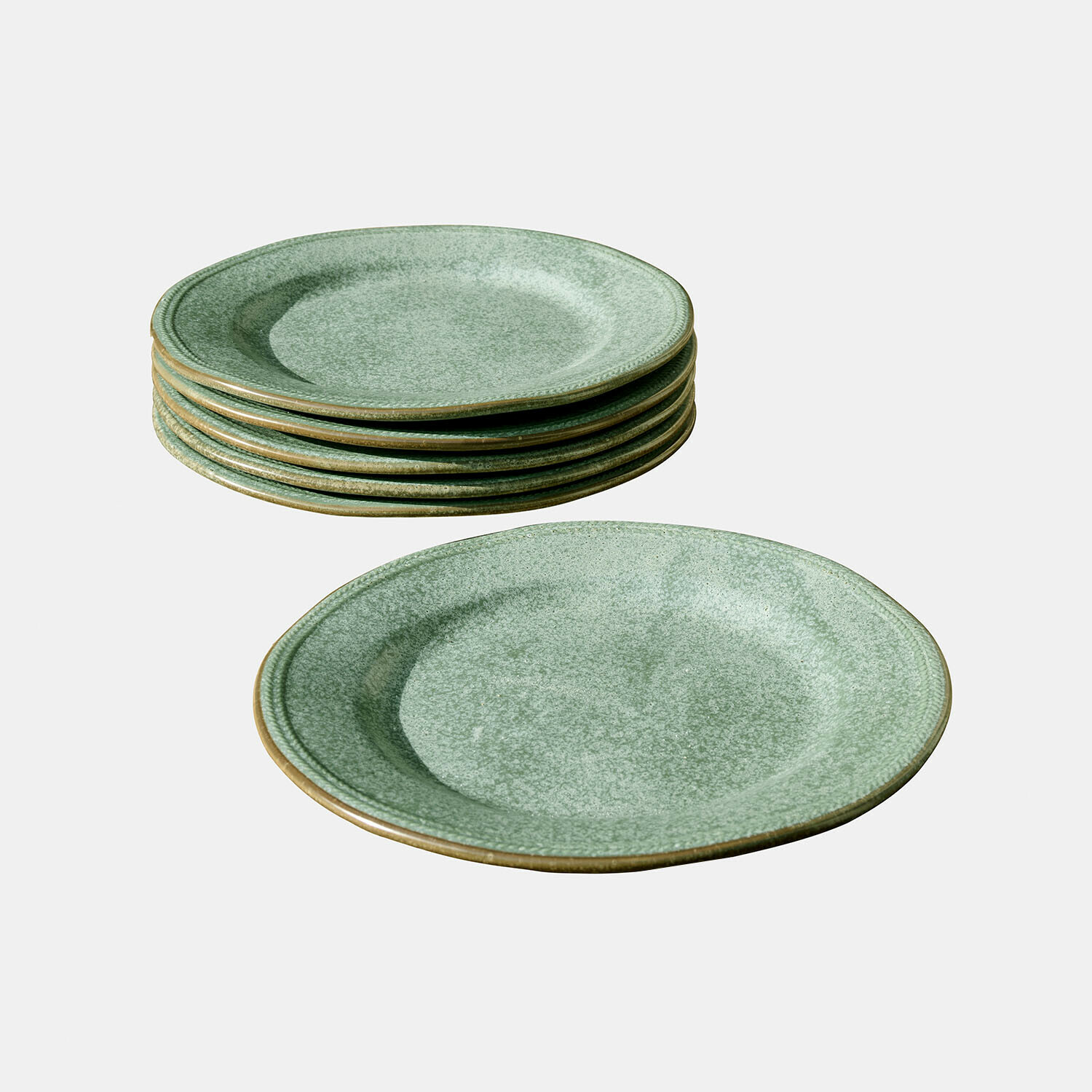 verde Set de 6 platos verdes Norrvik de cerámica con acabado rústico para uso diario