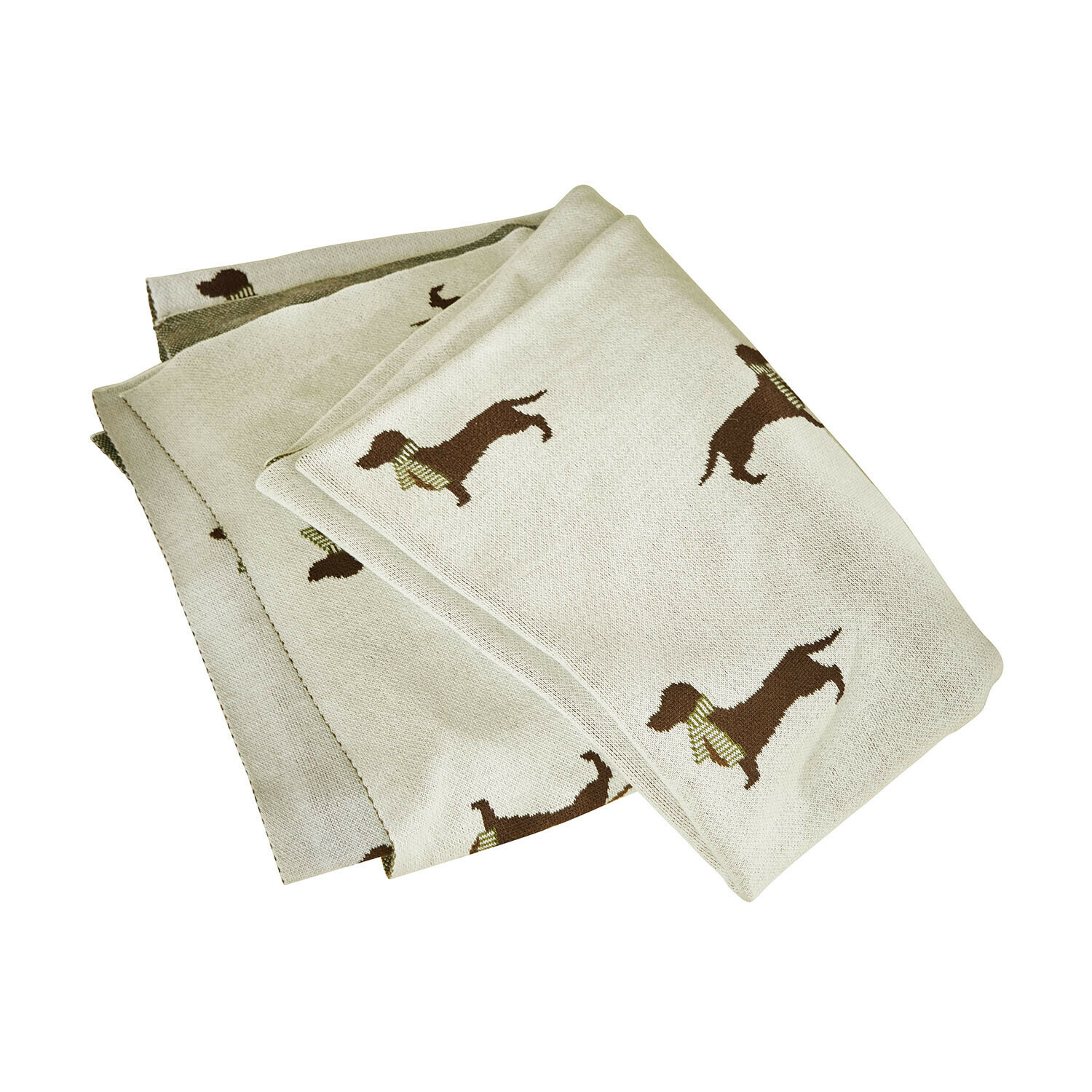 Manta para mascotas Brisette Manta beige con diseño de perro salchicha marrón, tejido suave, decorativa y cómoda