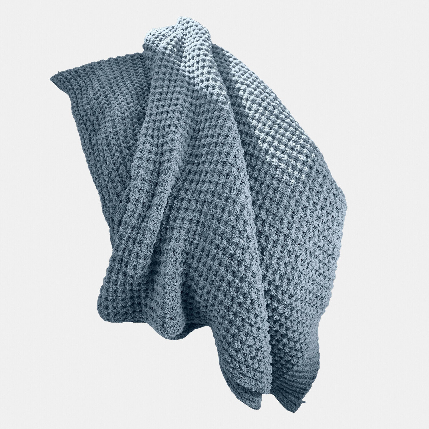 Plaid Ysilda Manta azul de algodón con textura de gofre, suave y perfecta para ambientes acogedores