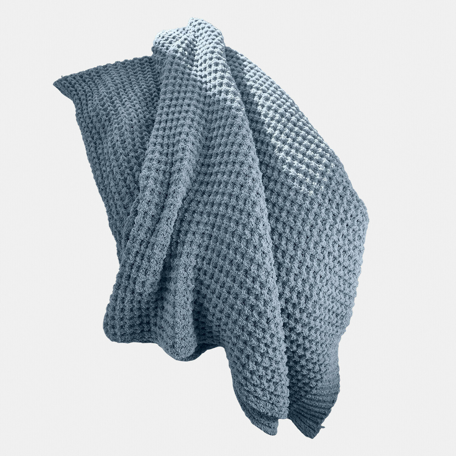 Plaid Ysilda Manta azul de algodón con textura de gofre, suave y perfecta para ambientes acogedores