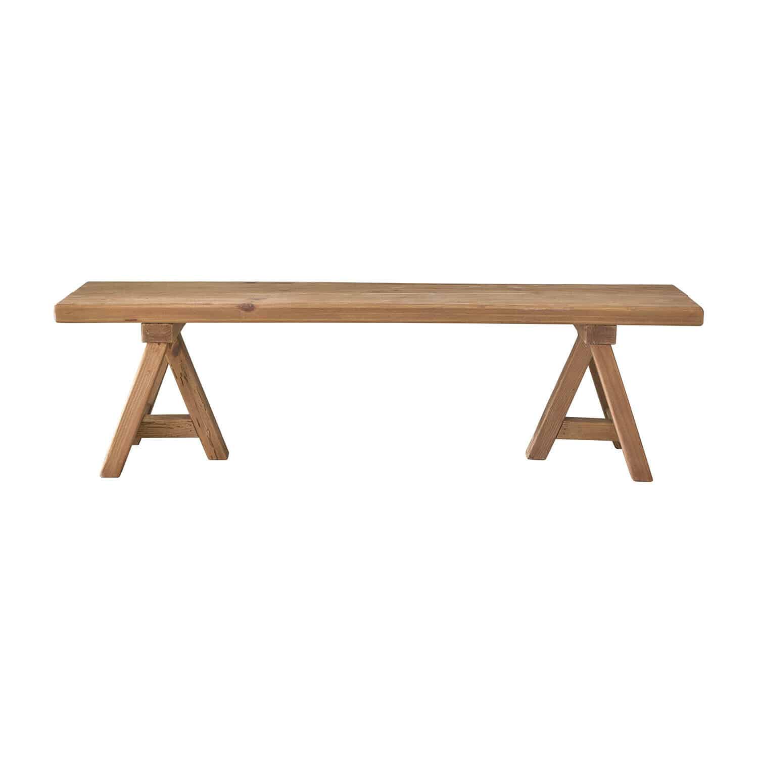 Banco Amherst de madera marrón con diseño rústico sencillo para interiores y exteriores