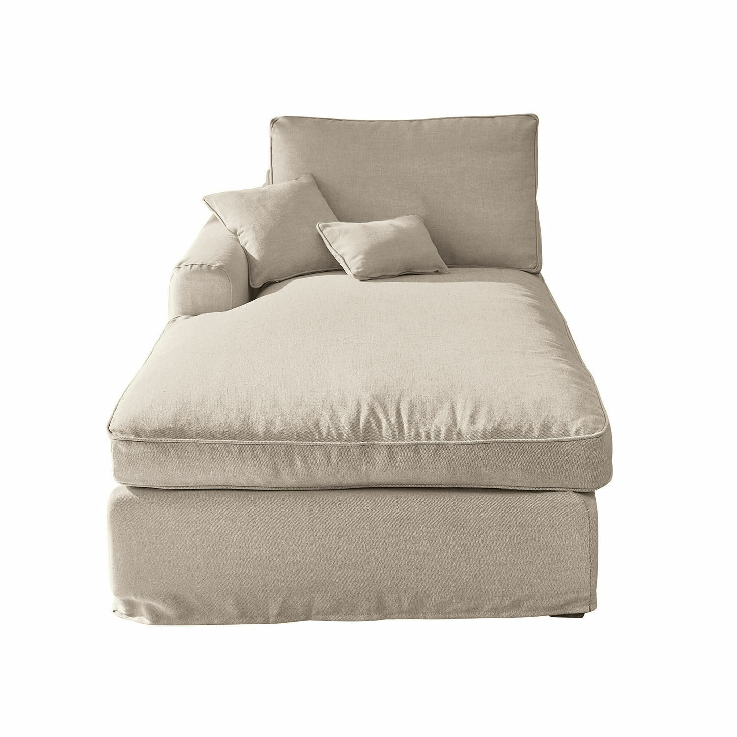 beige Chaiselongue beige Seaford de tela, mueble cómodo para sala de estar