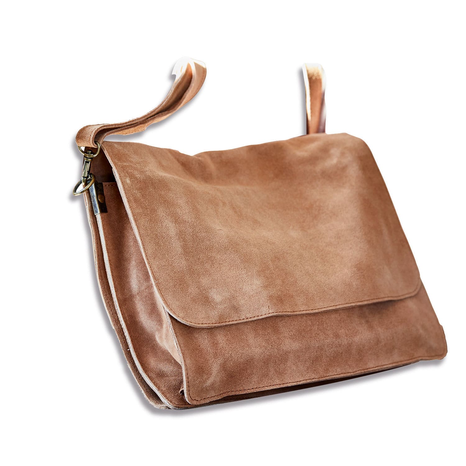 Bolso Chanzelle Bolso bandolera marrón de ante suave, accesorio de moda en piel natural