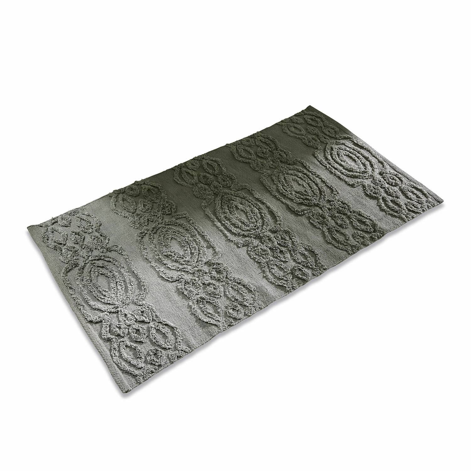 Alfombrilla de baño Talafar Alfombra de algodón gris con diseño decorativo, ideal para decoración interior y suelos