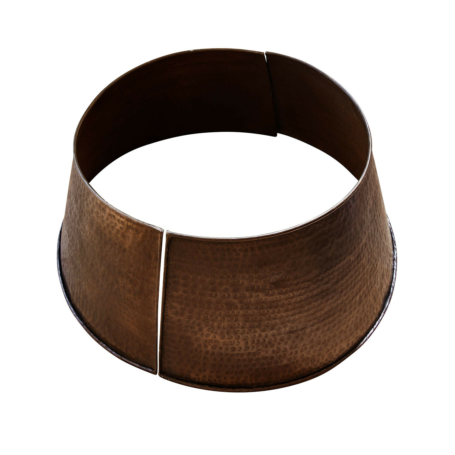 Base para árbol de Navidad Omeyra Anillo decorativo ancho de metal martillado marrón para decoración de interiores
