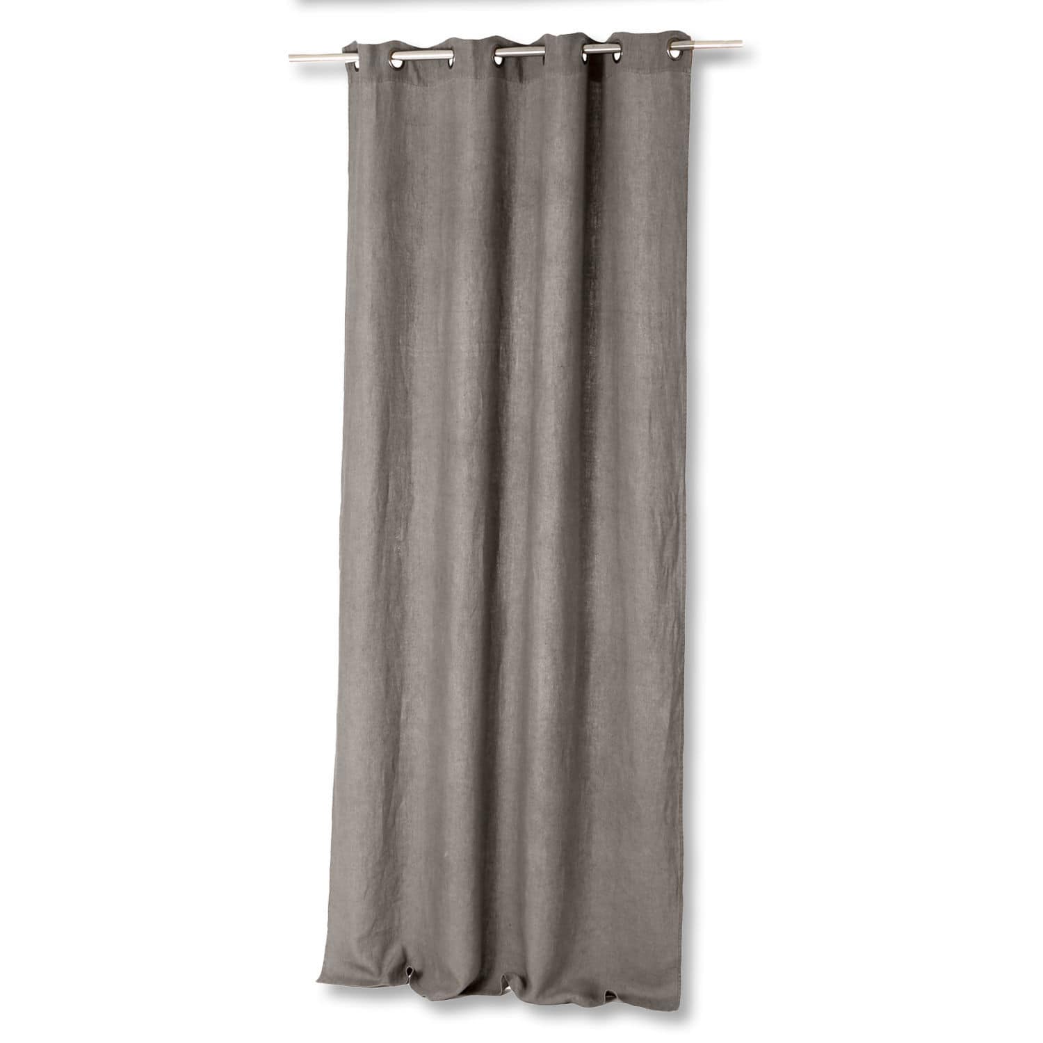 Cortina Salinas Cortina gris de lino con ojales metálicos para decoración moderna de ventanas