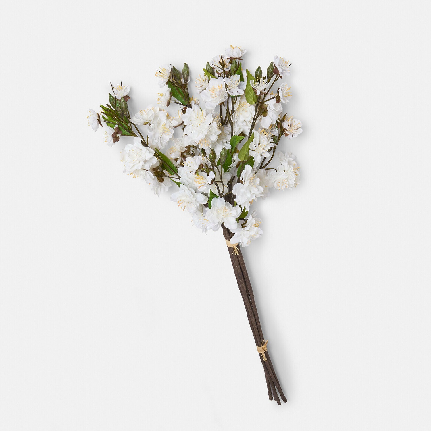 Set de 6 flores decorativas Bellévaut Ramo de flores blancas artificiales con hojas verdes y tallos marrones para decoración interior