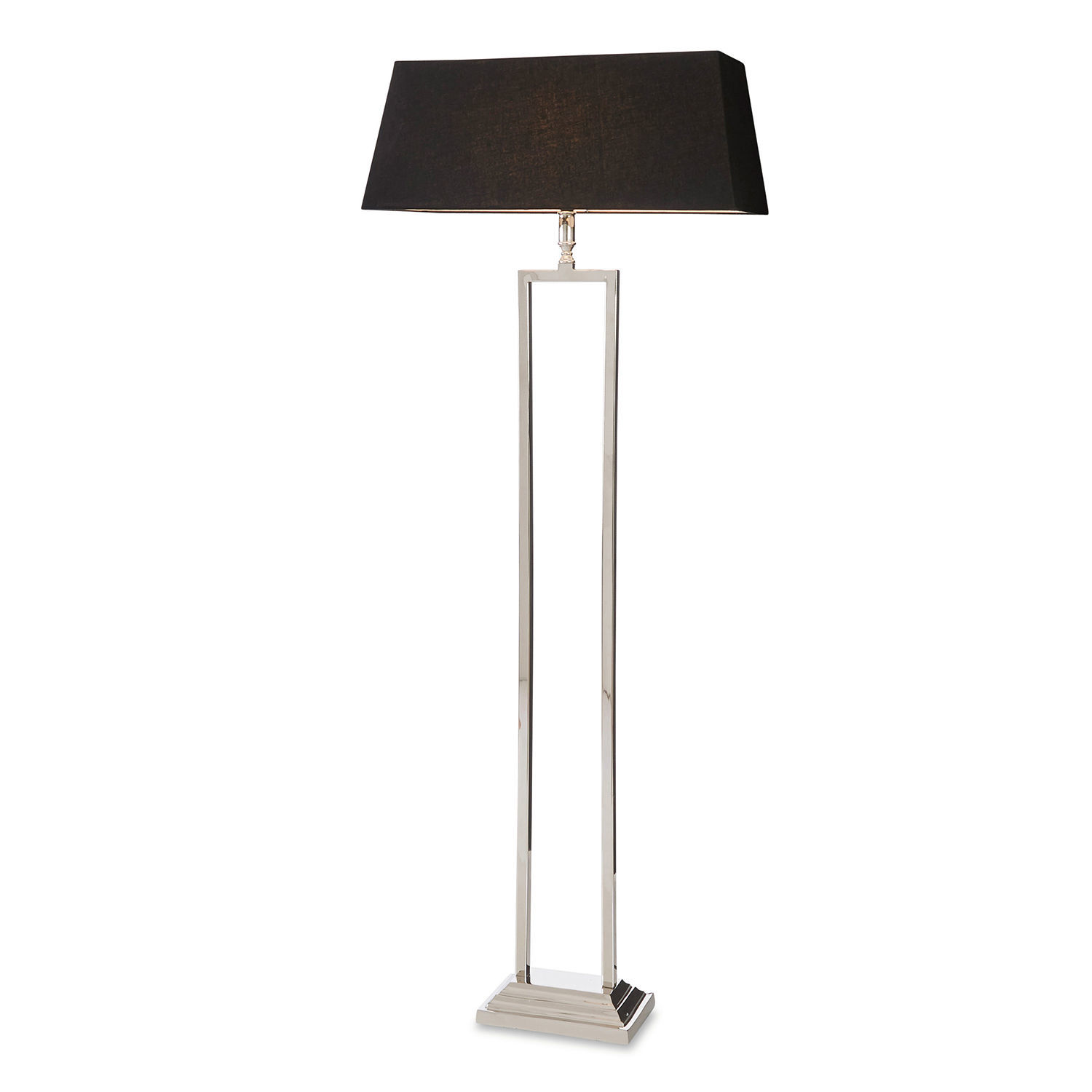 Lámpara de pie Barki Lámpara de pie moderna de acero inoxidable con pantalla negra para salón elegante