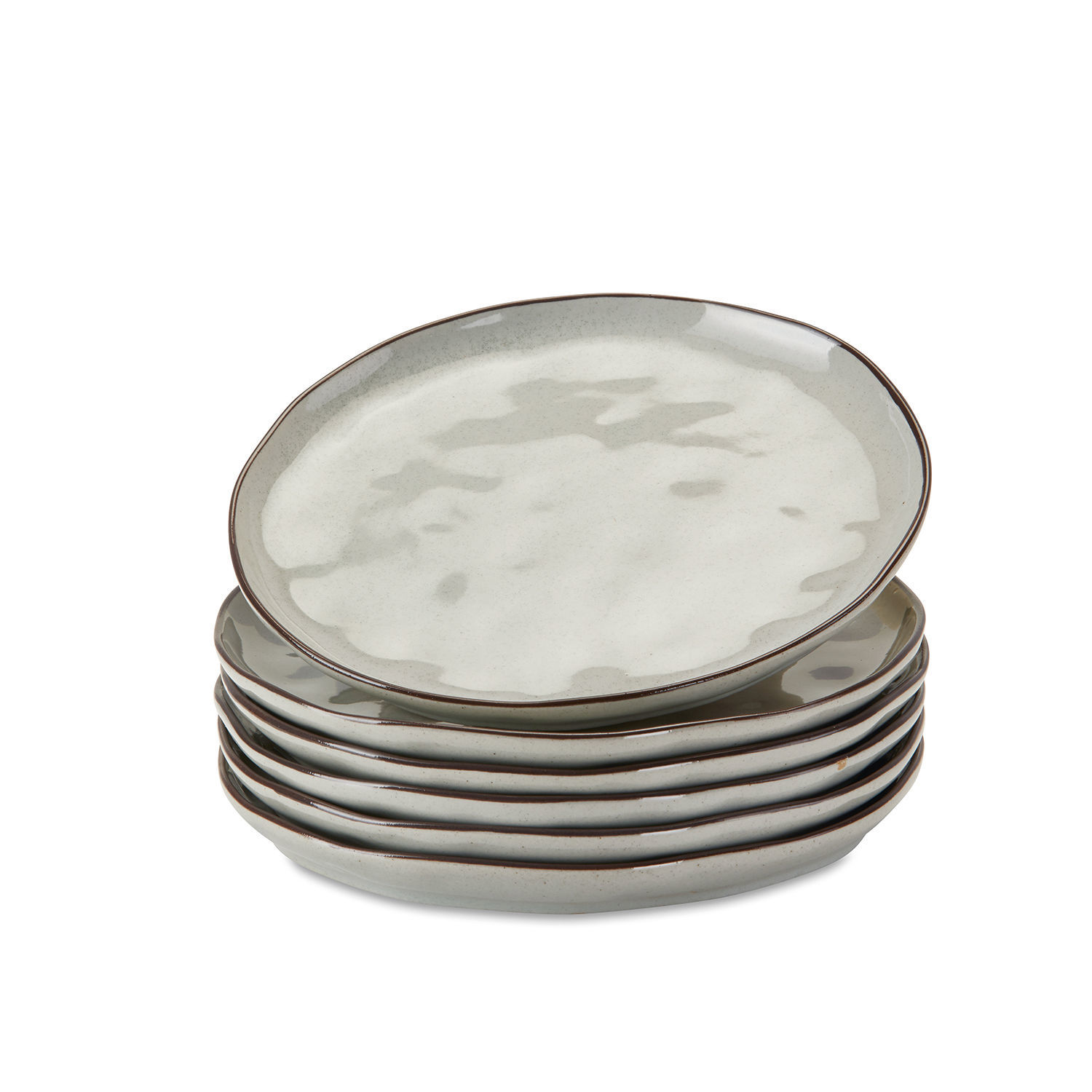 gris Set de 6 platos de postre Biarritz en cerámica gris, ideal para vajilla moderna