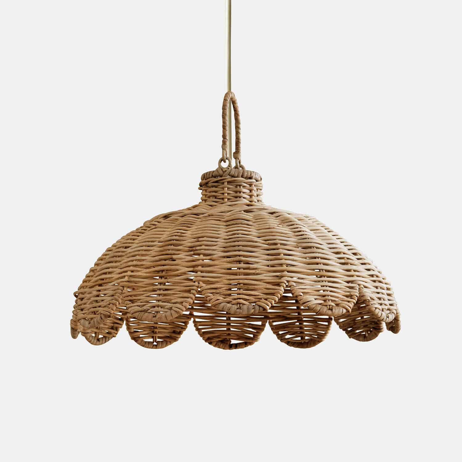 Pantalla Glyndon Pantalla de lámpara colgante de ratán natural en forma de flor color marrón claro
