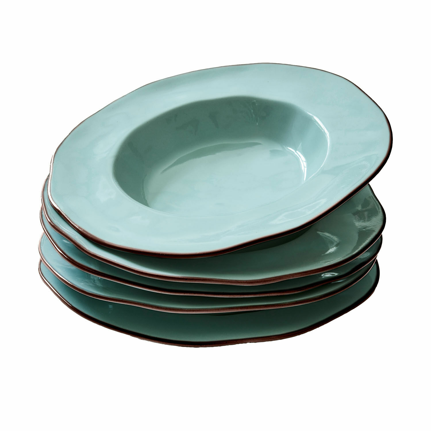 turquesa Set de 6 platos hondos Biarritz de cerámica turquesa, perfectos para uso diario y decoración de mesa