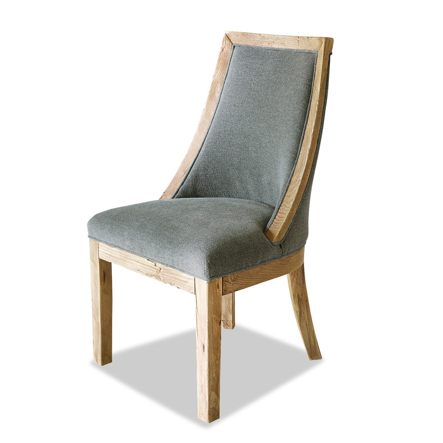 Silla Oteley Silla de madera clara con tapizado gris de tela, mueble elegante para comedor