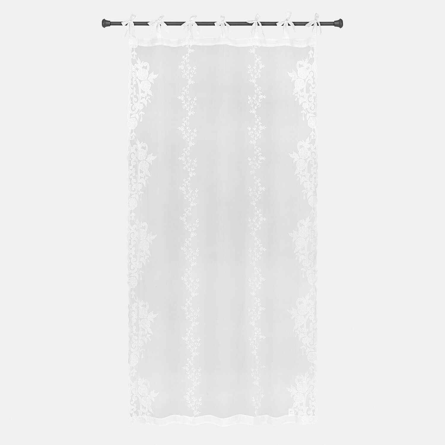 Cortina Élourette Cortina blanca con delicado diseño floral, tela ligera para decoración de ventanas e interiores