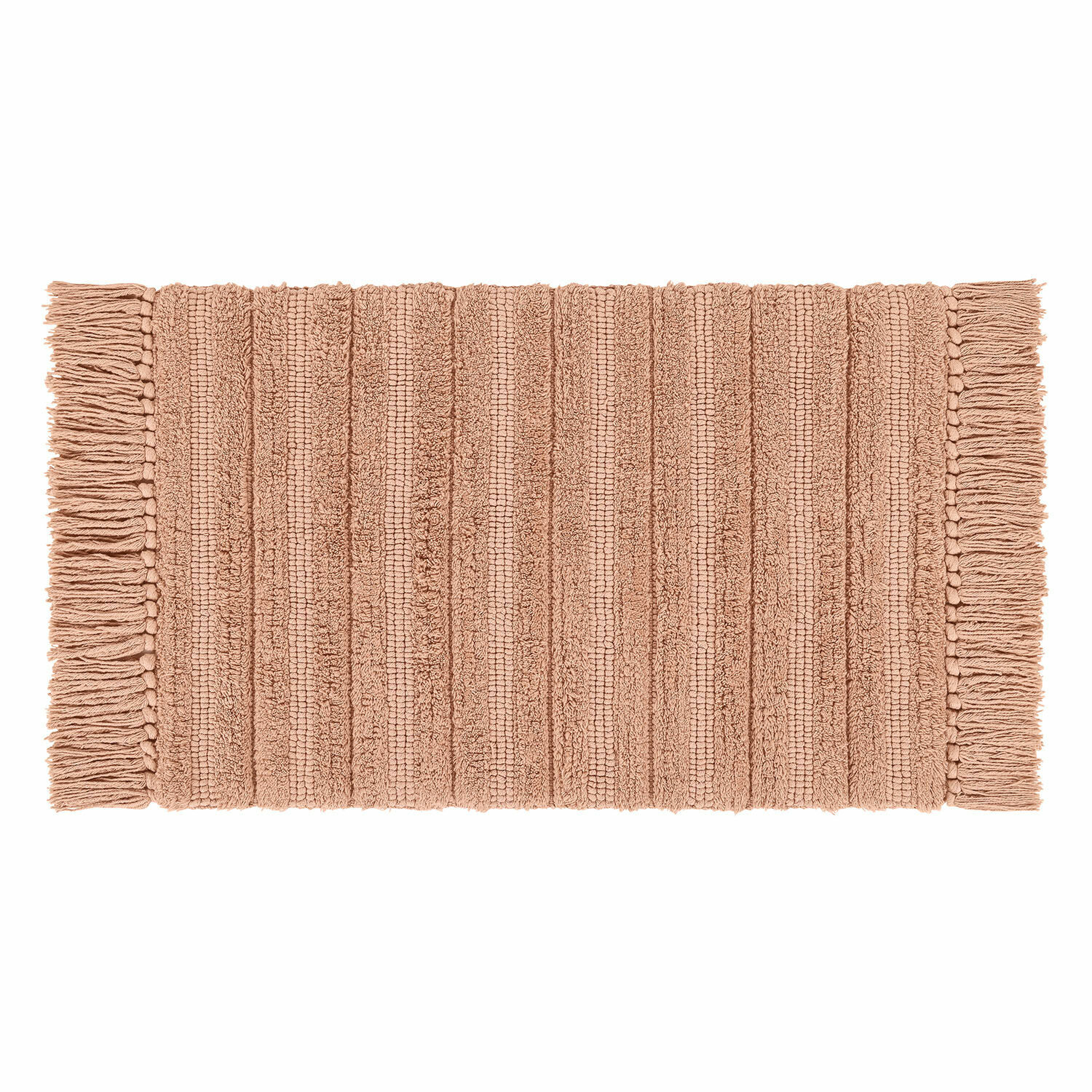 Alfombra de baño Dreamyville en color óxido con flecos, suave y absorbente de algodón