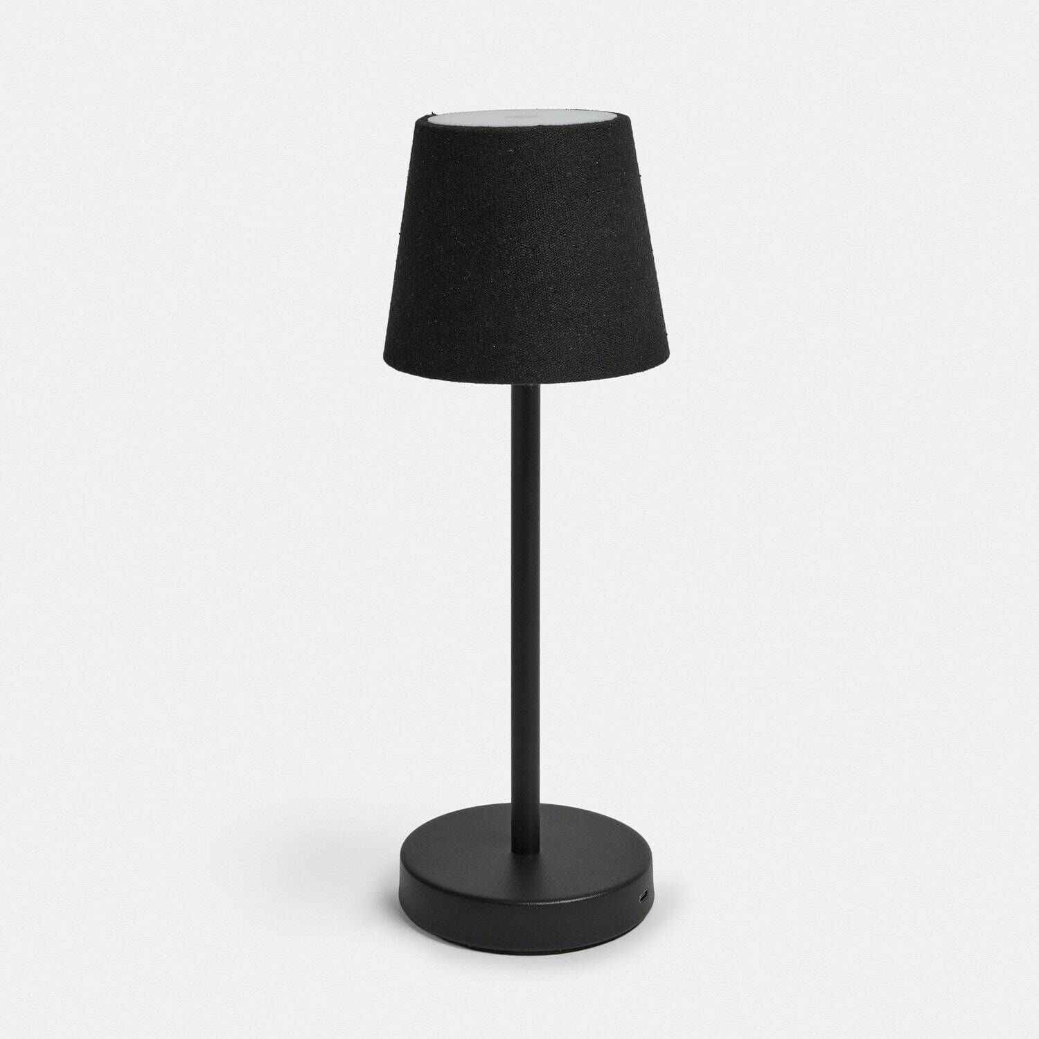 Lámpara de mesa recargable Sylvainie Lámpara de mesa negra moderna con base metálica y pantalla de tela para iluminación interior