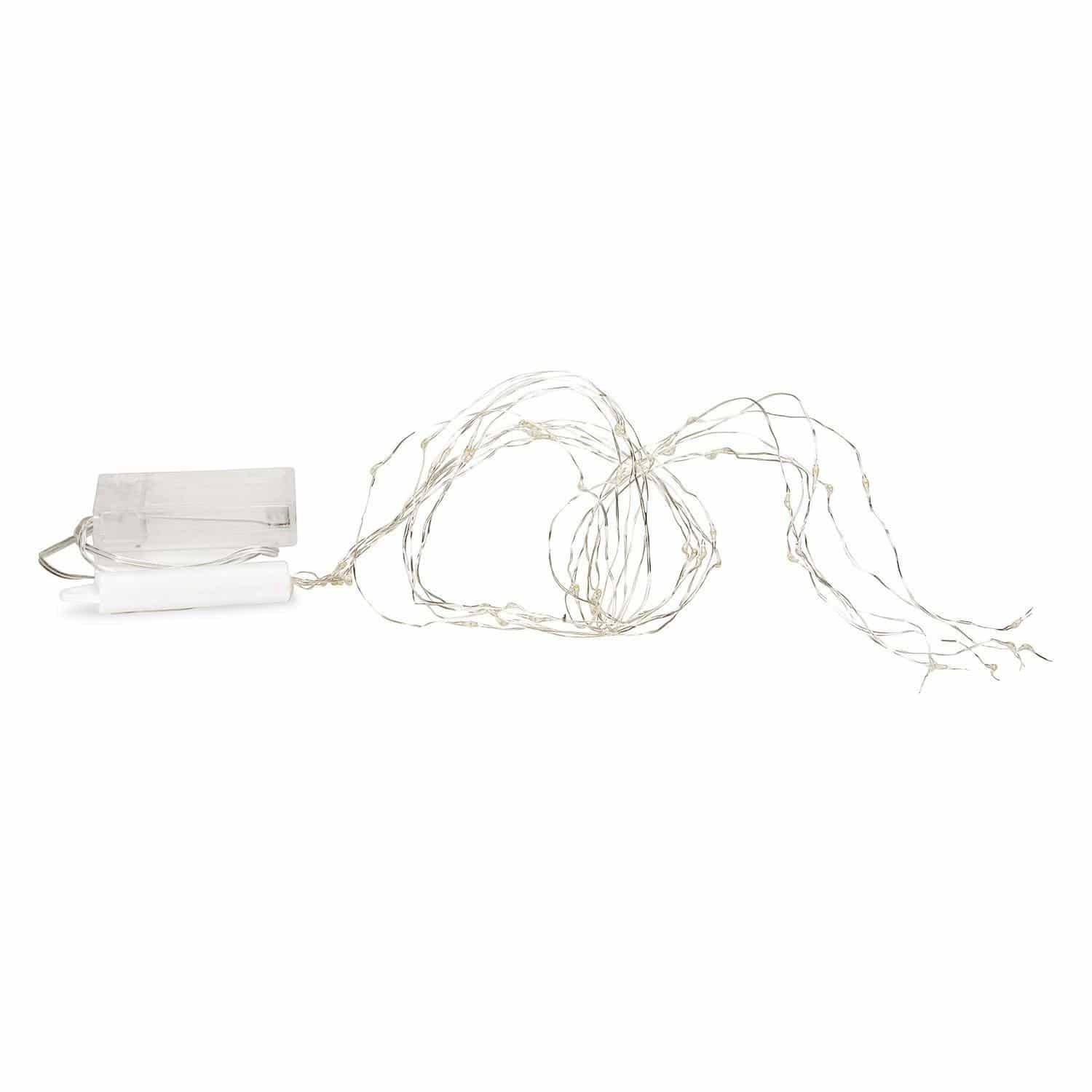 Luces de hadas Loperhet Luces LED delicadas en cable plateado fino con caja de batería transparente, decoración luminosa