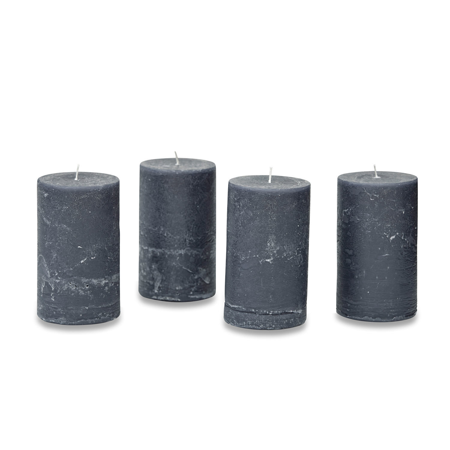 antracita Set de 4 velas Braga de cera natural en color antracita para decoración interior