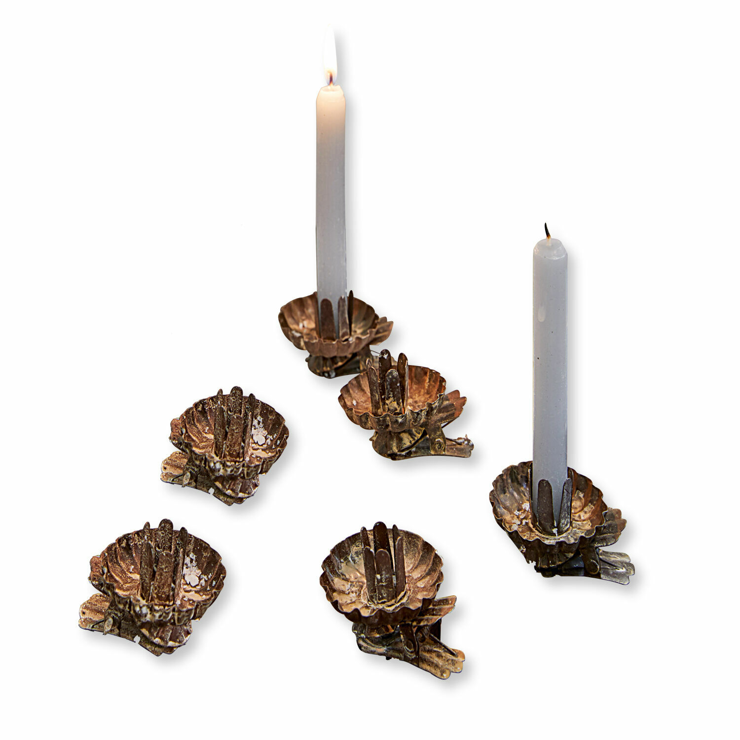 Juego de 6 candelabros Hermel Juego de clips metálicos color cobre para velas, decoración de mesa y hogar
