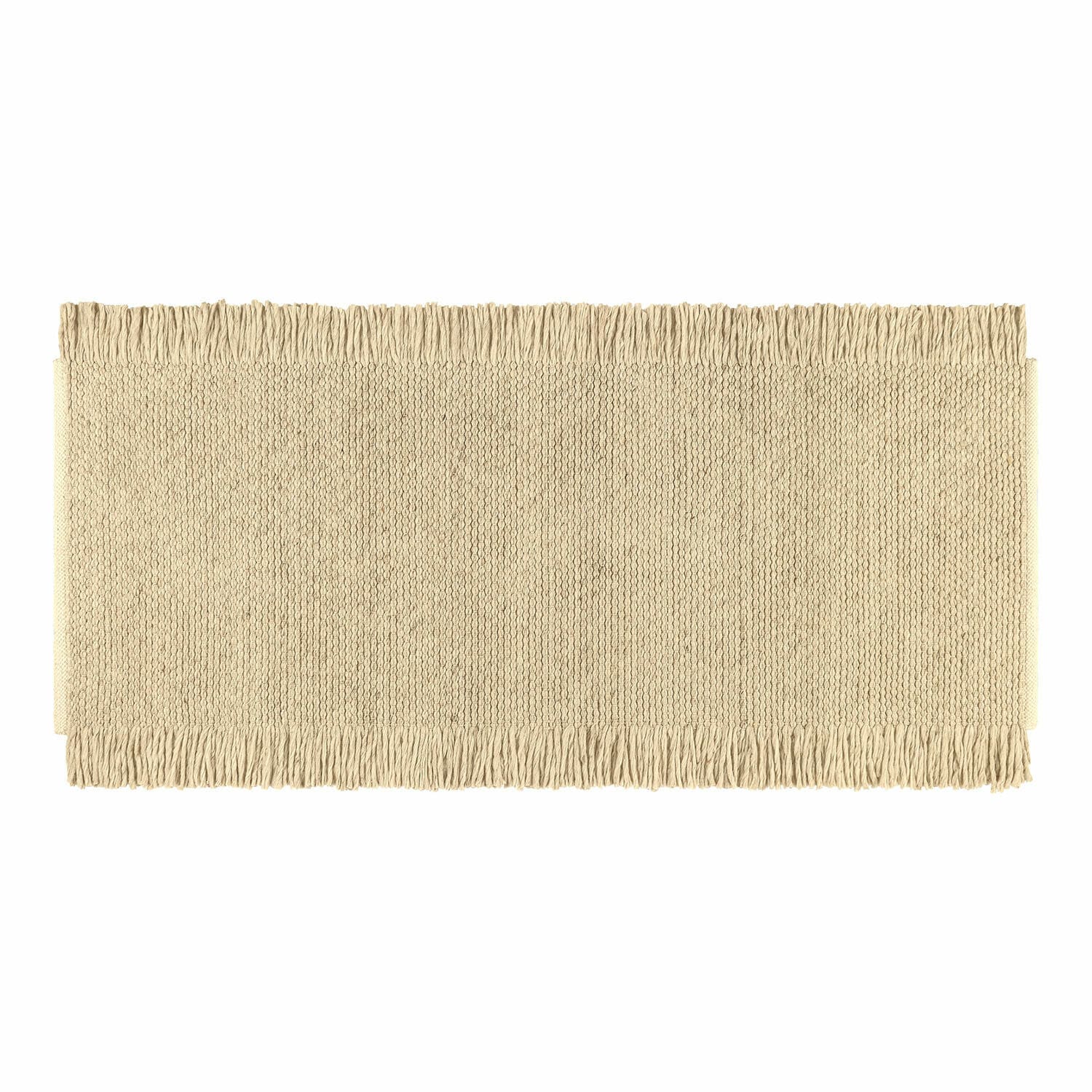 Alfombra Levraut Alfombra beige con flecos de material natural, ideal para decoración de interiores y suelos
