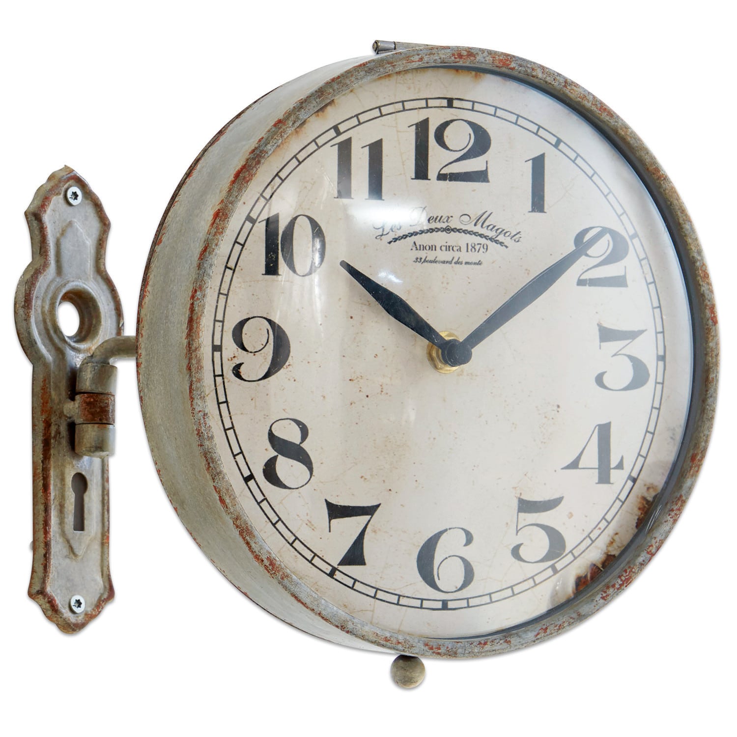 Reloj Adama Reloj de pared vintage de metal con esfera blanca y números negros, decoración retro