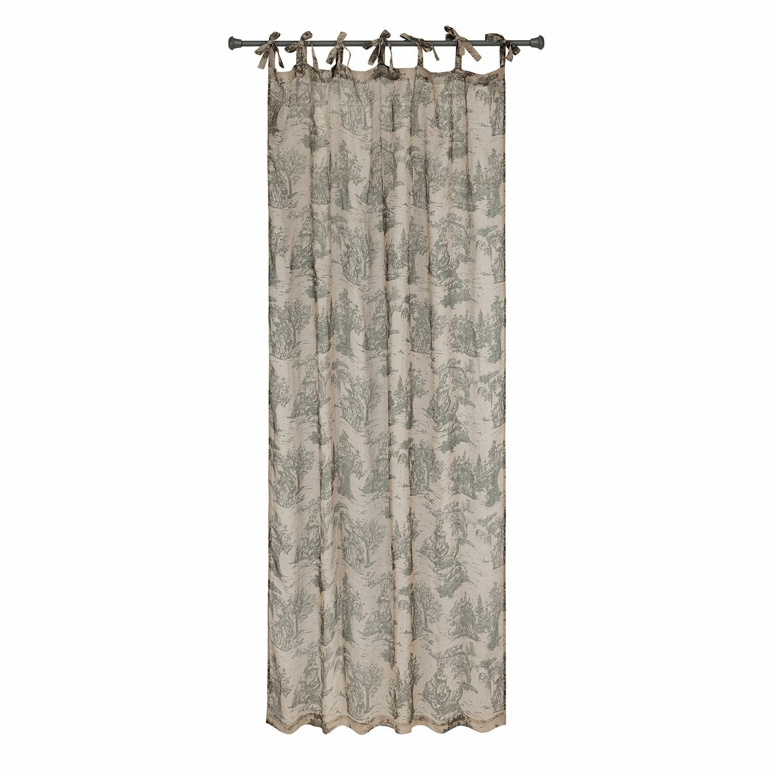Cortina Dedwen Cortina beige de algodón con diseño de árboles verdes y lazos para colgar, decoración de ventana