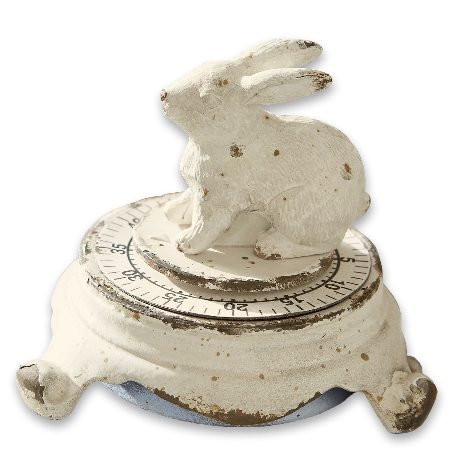 Temporizador Terese Temporizador de cocina metálico blanco con figura de conejo y aspecto envejecido