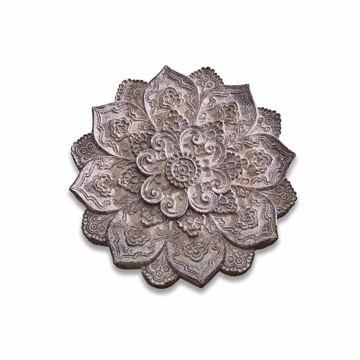Adorno de pared Aubure Adorno de pared de madera con diseño floral en tonos gris y marrón para decoración