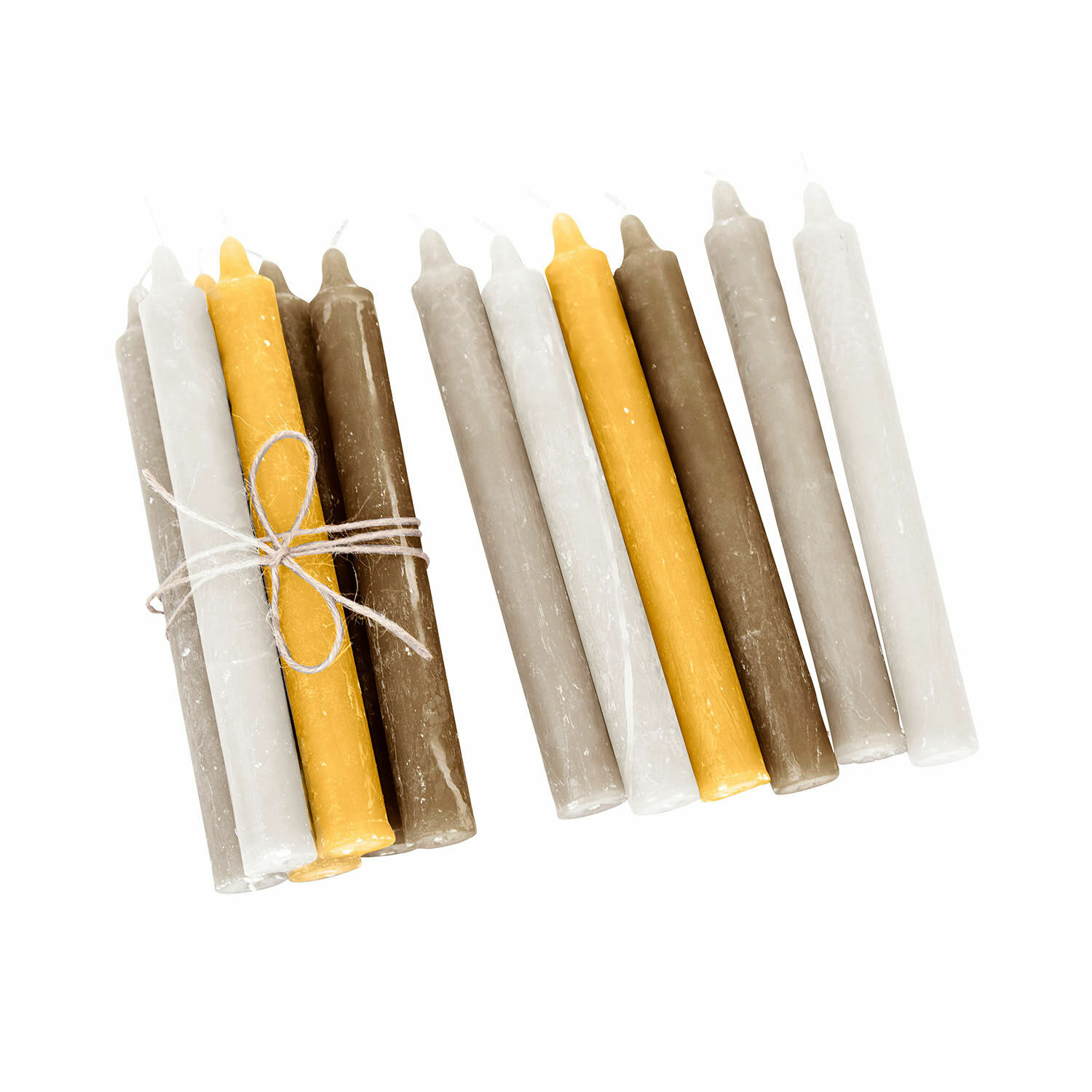 amarillo/taupe/marrón Set de 12 velas Bauceau en amarillo, topo y marrón para decoración del hogar