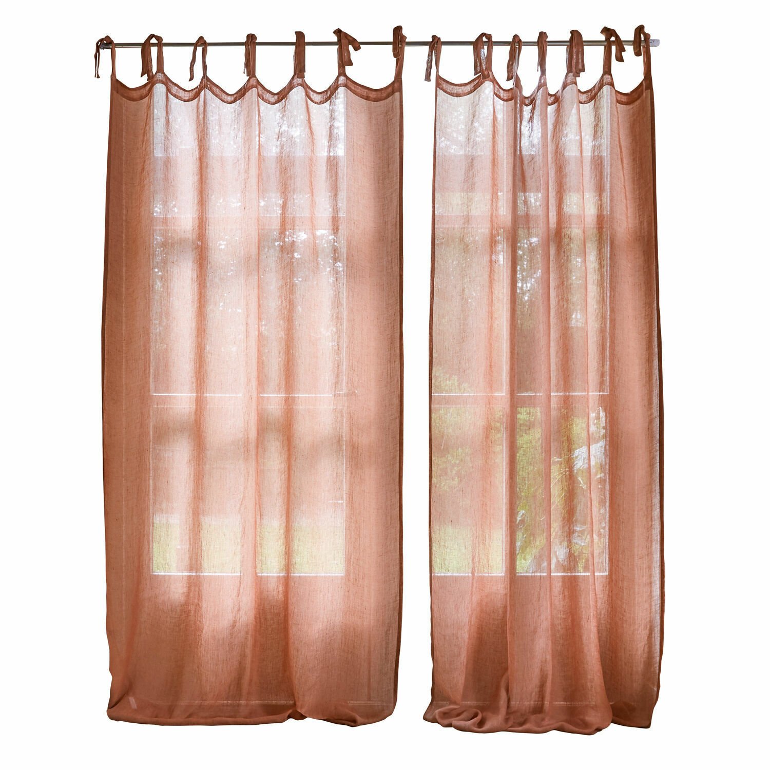 Juego de dos cortinas Lyon naranja de tela ligera para decoración elegante de ventanas