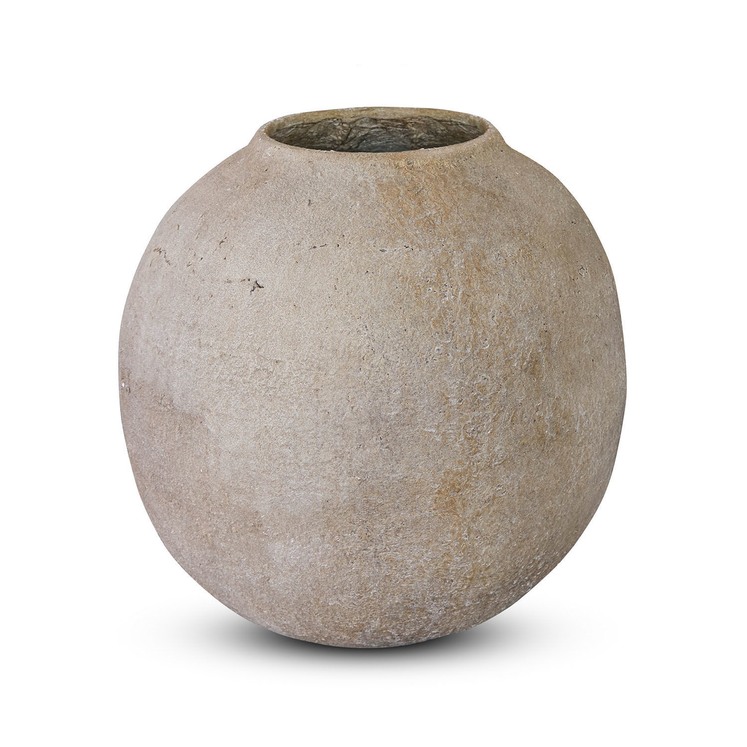 Jarrón Samai Maceta redonda de arcilla natural beige para decoración interior y exterior