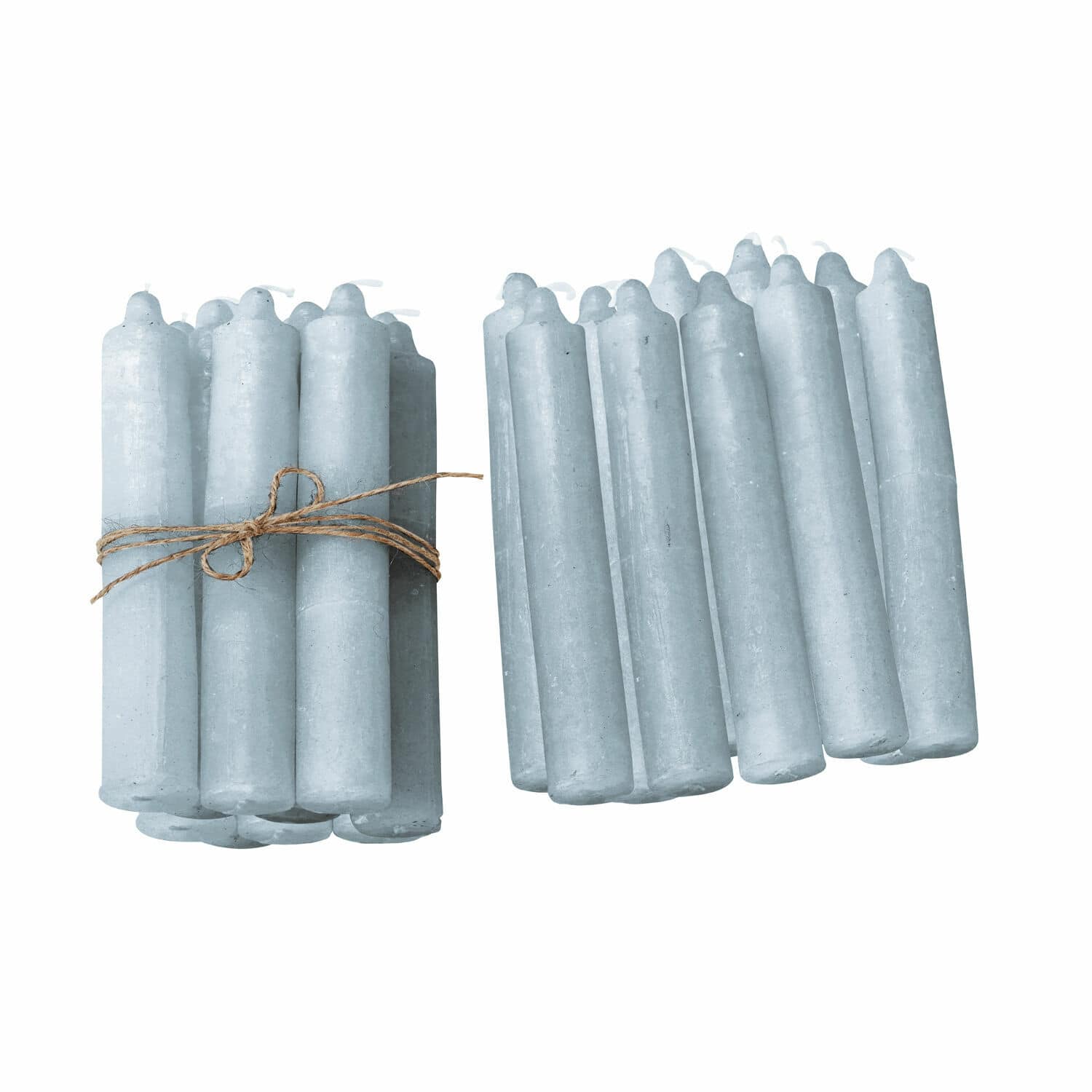 Set de 20 velas Noufa Conjunto de velas grises de cera atadas con cuerda, velas decorativas para el hogar
