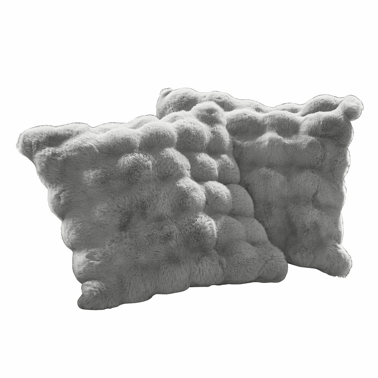 Set de 2 fundas de cojín Zalina Par de cojines decorativos de piel sintética gris, ideales para decoración de interiores