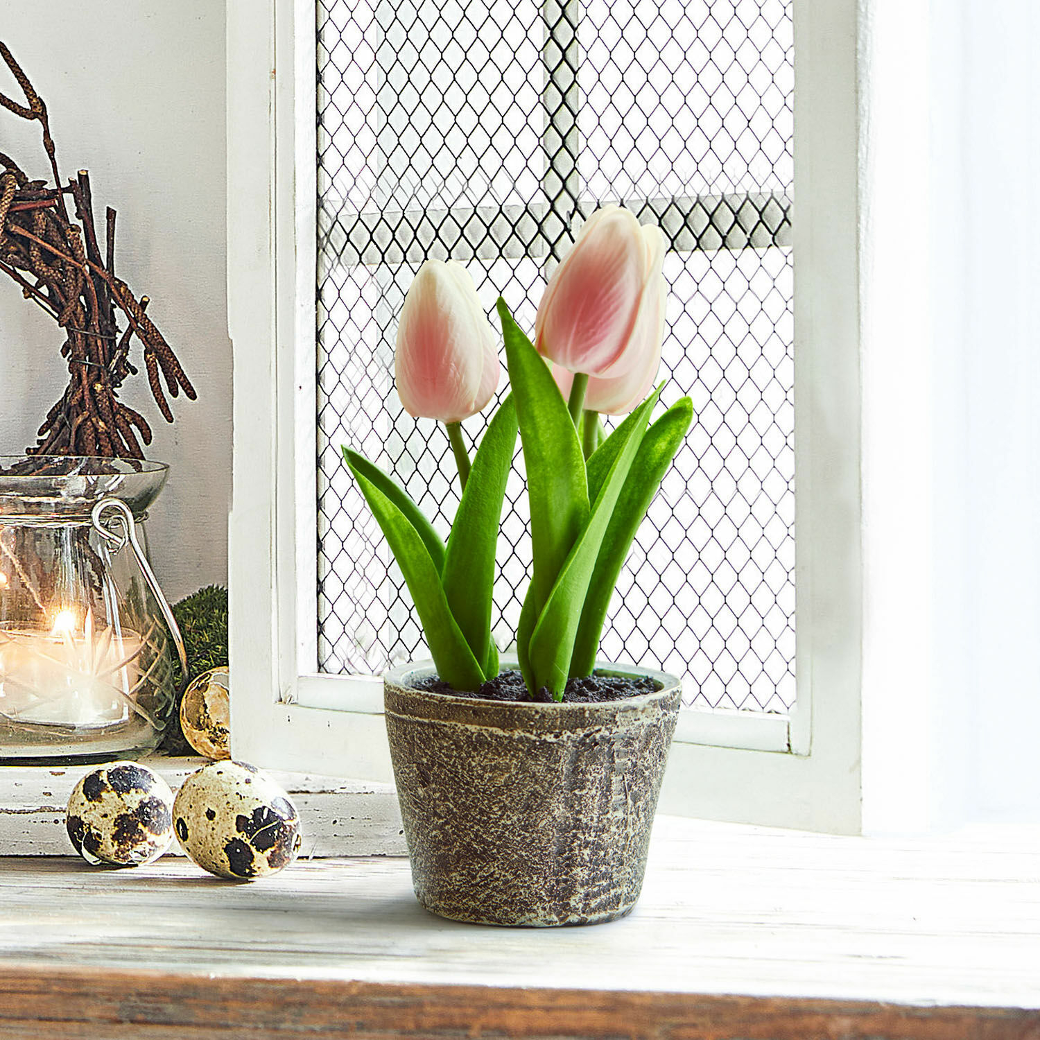 Set de 2 tulipanes decorativos Zéphine |  rosa |  Alto/Ø aprox. 20/10 cm