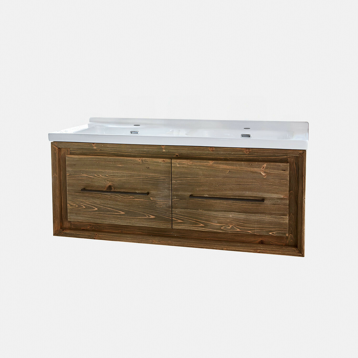 Mueble de baño con dos lavabos Greenhaven |  blanco/marrón |  Alto/Ancho/P aprox. 46/118/48.5 cm