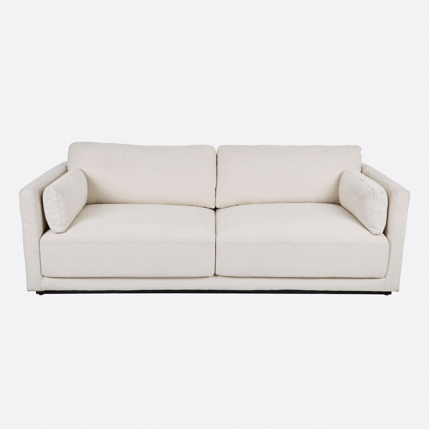 Sofá Thamira Sofá moderno color crema con tela suave y dos cojines laterales para sala de estar