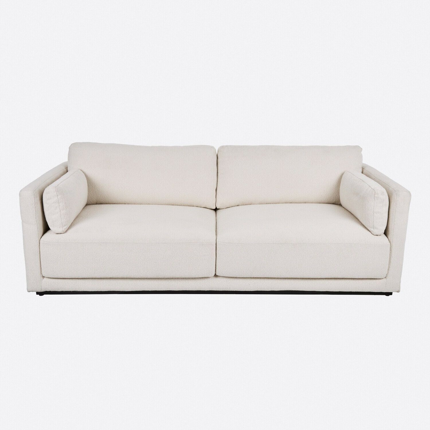Sofá Thamira Sofá moderno color crema con tela suave y dos cojines laterales para sala de estar