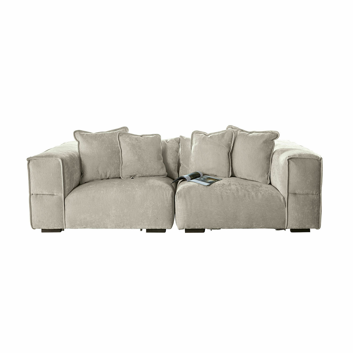 Sofá Gémonville Sofá beige de tela suave con cojines, mueble moderno y cómodo para salón