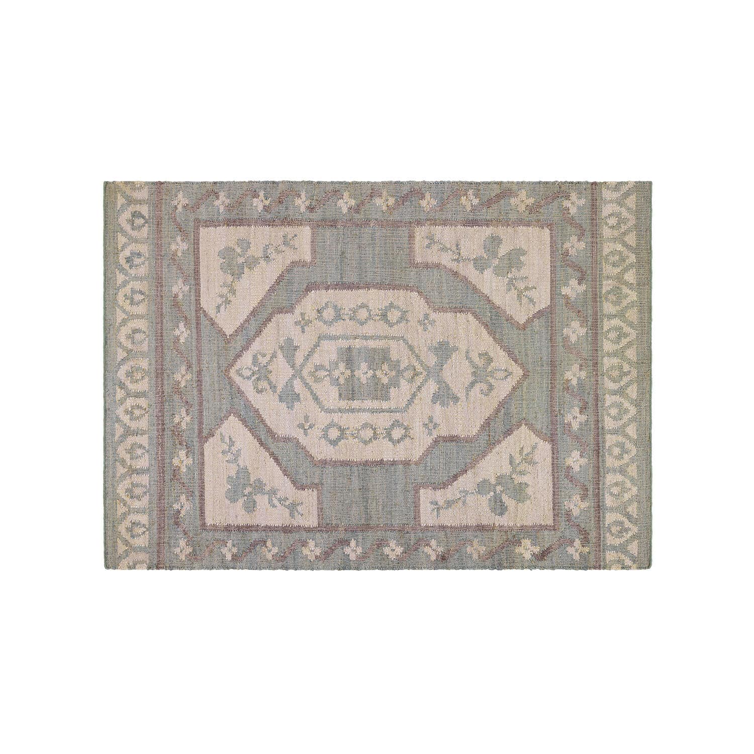 Alfombra Raneema Alfombra decorativa con diseño geométrico en tonos pastel verdes y beige, material suave